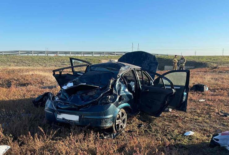Опель Астра после ДТП в Самарской области